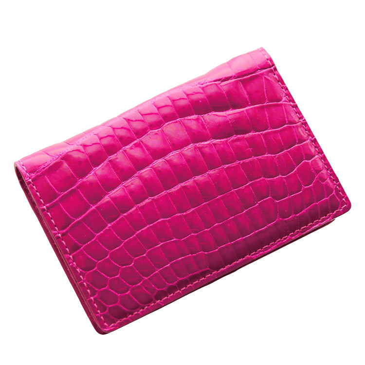 爆買＞名刺入れレディース 本革 クロコダイル シャイニング 無双仕立て