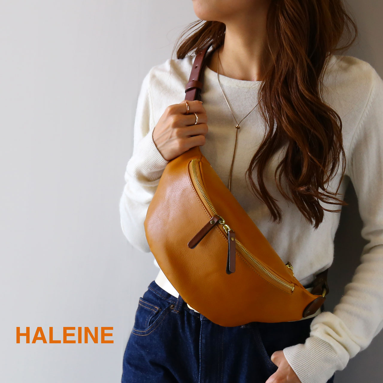 HALEINE（アレンヌ） ＜爆買＞HALEINE 横型 ボディバッグ 牛革 日本製