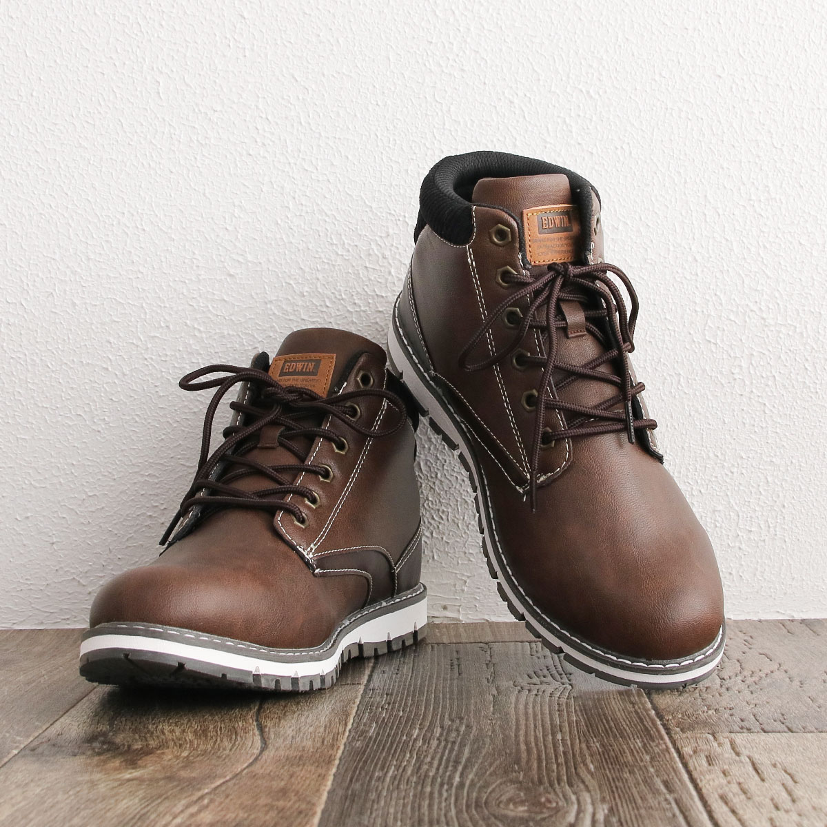 EDWIN（エドウィン） ブーツ メンズ 防水 防滑 レースアップ ショート