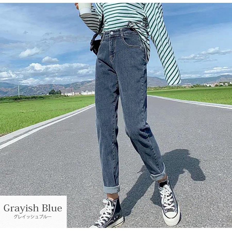 デニムパンツ ストレート ロング丈 ジーパン カジュアル ブラック