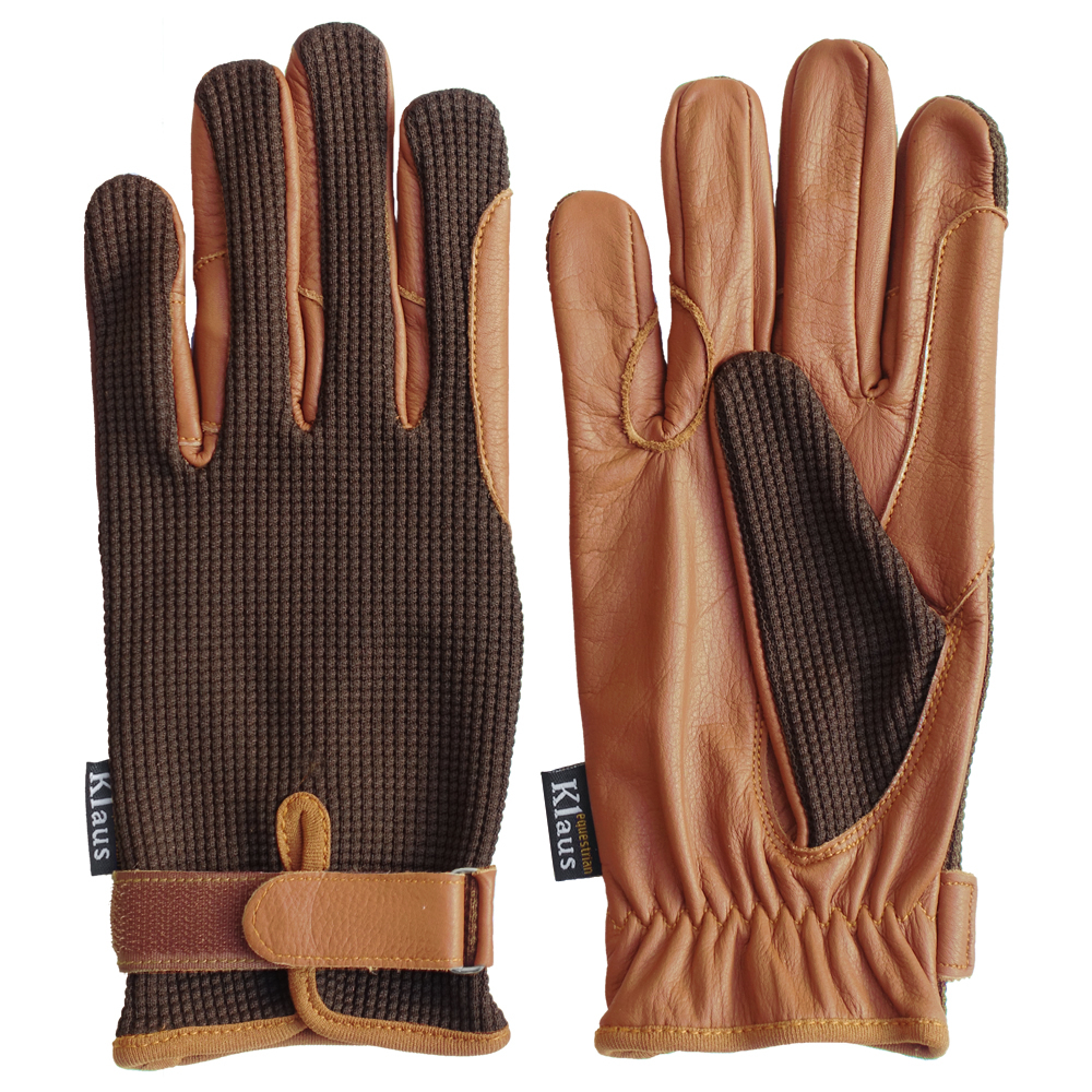Klaus ワッフル・レザーグローブKE6（ダークブラウン×キャラメル