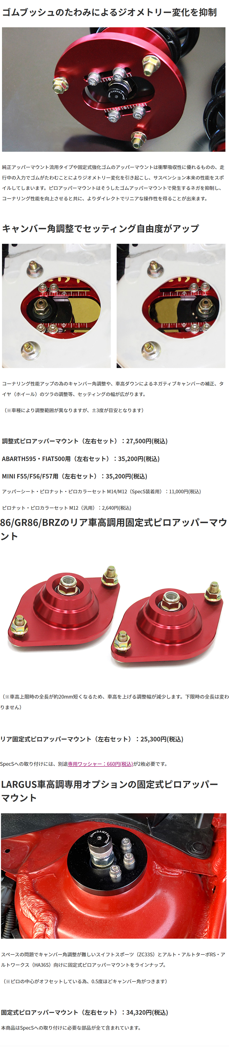 Largus（ラルグス） 調整式ピロアッパーマウント用 M12 ピロナット