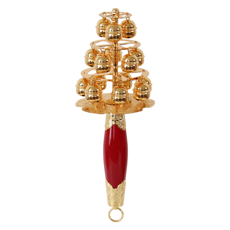 なーむくまちゃん工房 神楽鈴 板付き 十字形型 全長31cm 本金メッキ