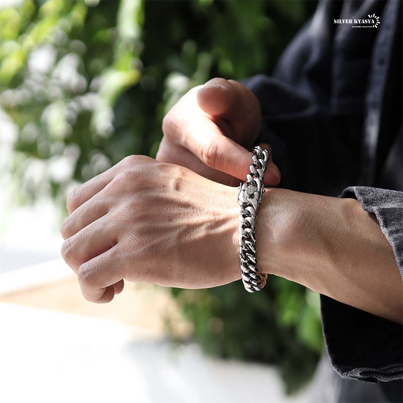 316L 幅10mm メンズ ブレスレット シルバー 喜平チェーン B系 喜平