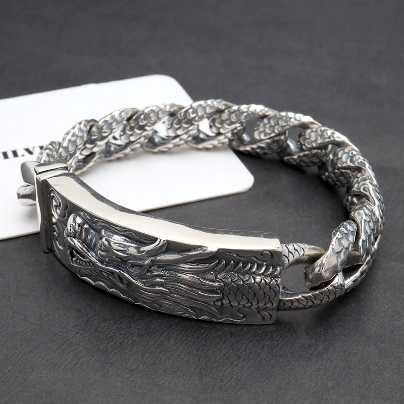 シルバー925 ドラゴンブレスレット バックル 龍ブレスレット 重厚感 ご