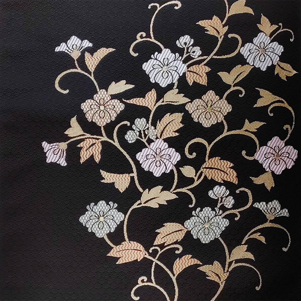 名古屋帯 正絹 黒 唐草 〜エレガントアラベスク〜 ブラック 京玉響