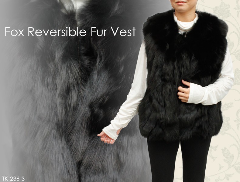 毛皮ベスト メンズ ファーベスト ブルーFOX リバーシブル TK236-3 : 本