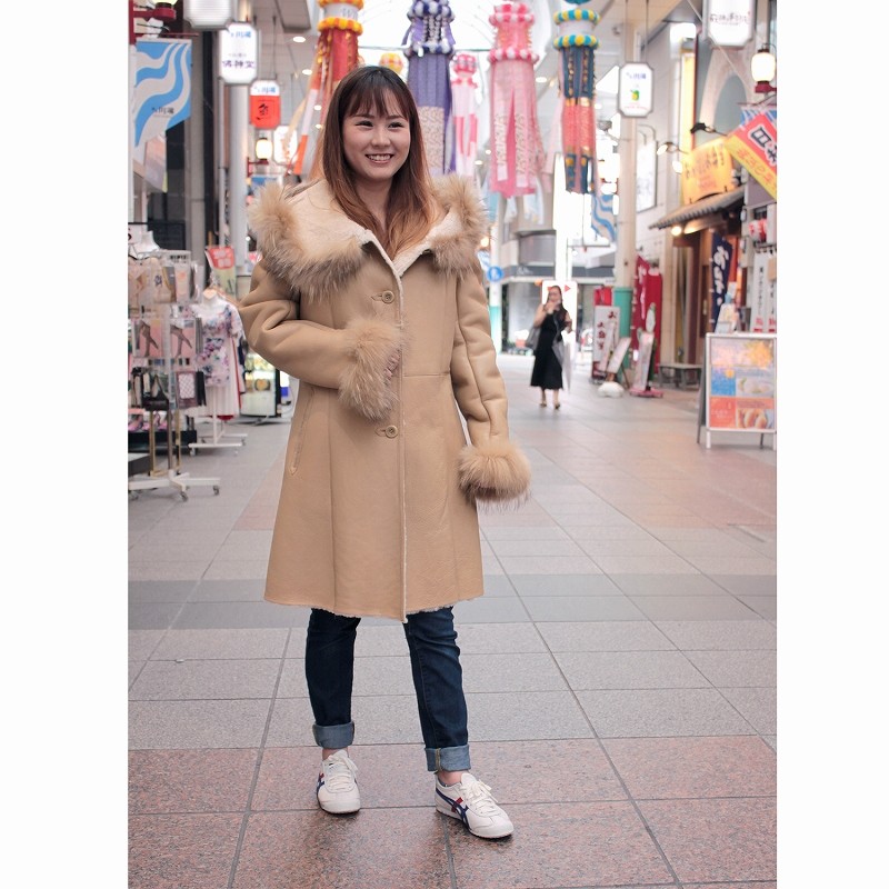 ムートンコート レディース 本革 ラム ダブルフェイス ロングコート