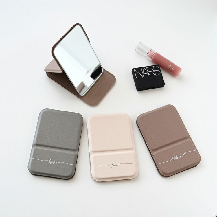 折りたたみ スタンドミラー 名入れ コンパクトミラー ポケットミラー