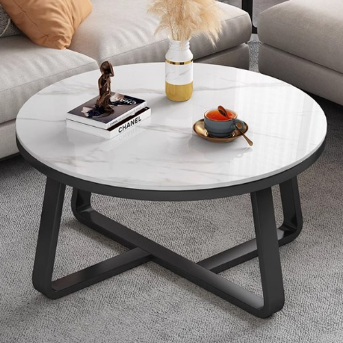 ローテーブル幅83cm 丸テーブル センターテーブル 石目調（1336） ロー