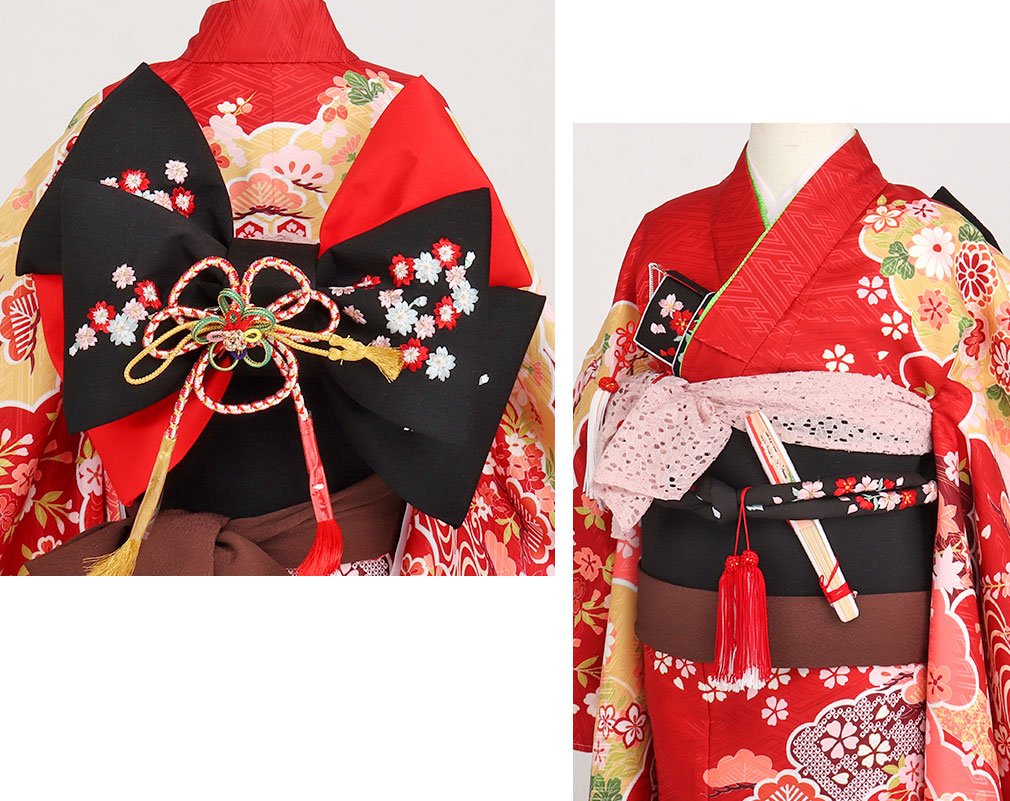 Kisste（キステ） 七五三 作り帯 帯 7歳 女の子 黒 小桜 大寸 七歳