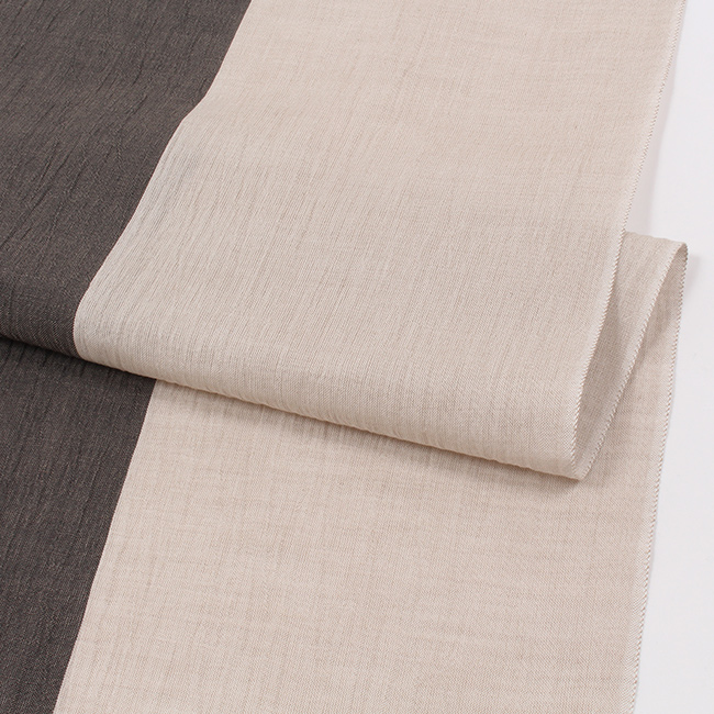 きもの 和 小千谷縮 反物 着物 単衣 綿麻 バイカラー 薄墨 グレージュ