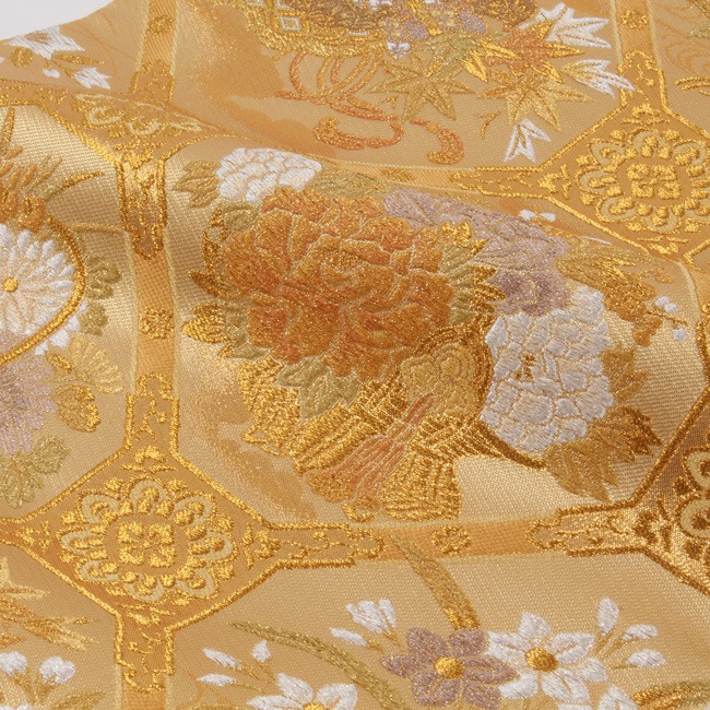 きもの 和 袋帯 梅垣織物 西陣織 正絹 フォーマル 春秋格天井文 金