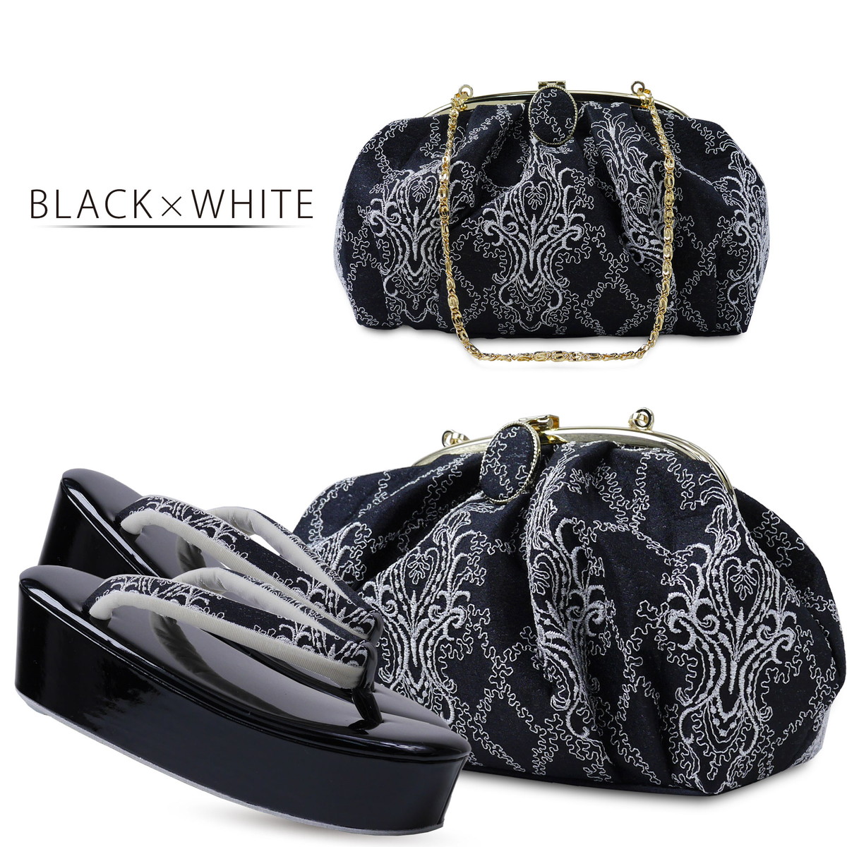 NISHIORI 紗織 レース×がま口 モダン 振袖向き 草履バッグ 2点セット