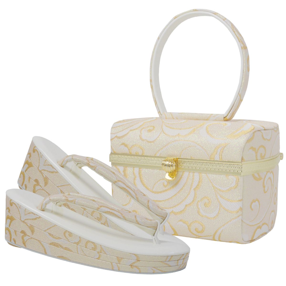 NISHIORI 振袖用 草履 バッグ セット パール生地 3枚芯 選べる4色