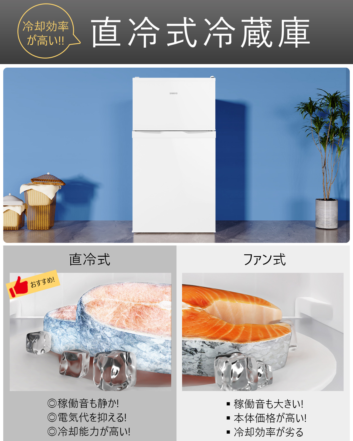 SAMKYO ＼爆買WEEK☆64%off☆39900円→24990円！／SAMKYO 冷蔵庫 95L