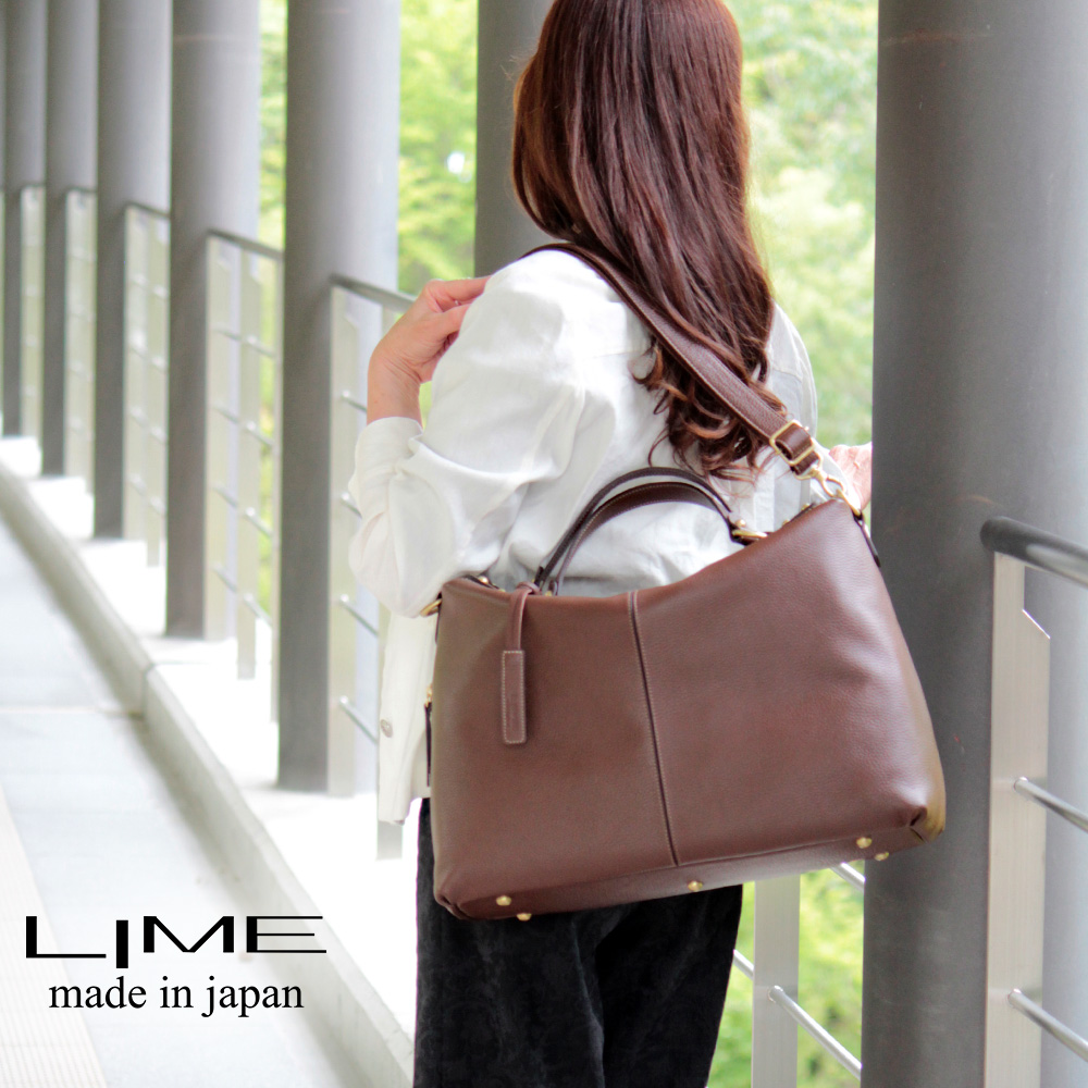 LIME made in japan ボストンバッグ 本革 2way ツーウェイ 斜めがけ