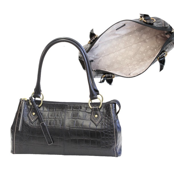 LIME made in japan ハンドバッグ 本革 ミニボストン クロコ 型押し