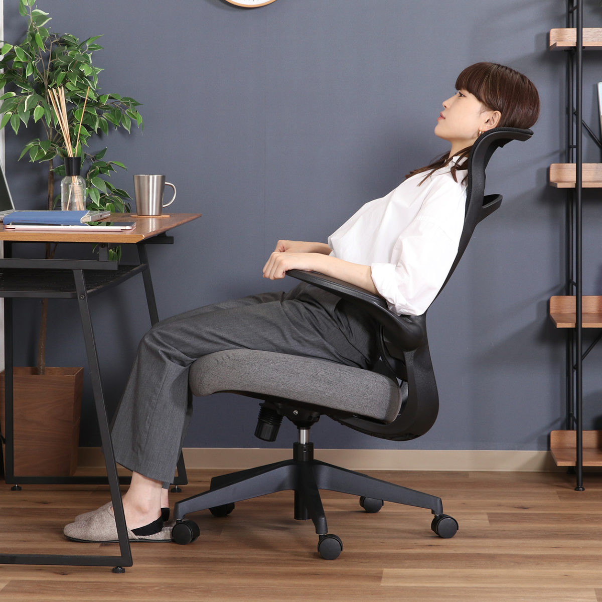 不二貿易（Fuji Boeki） ワークチェア 座面高43.5〜51cm ハイバック