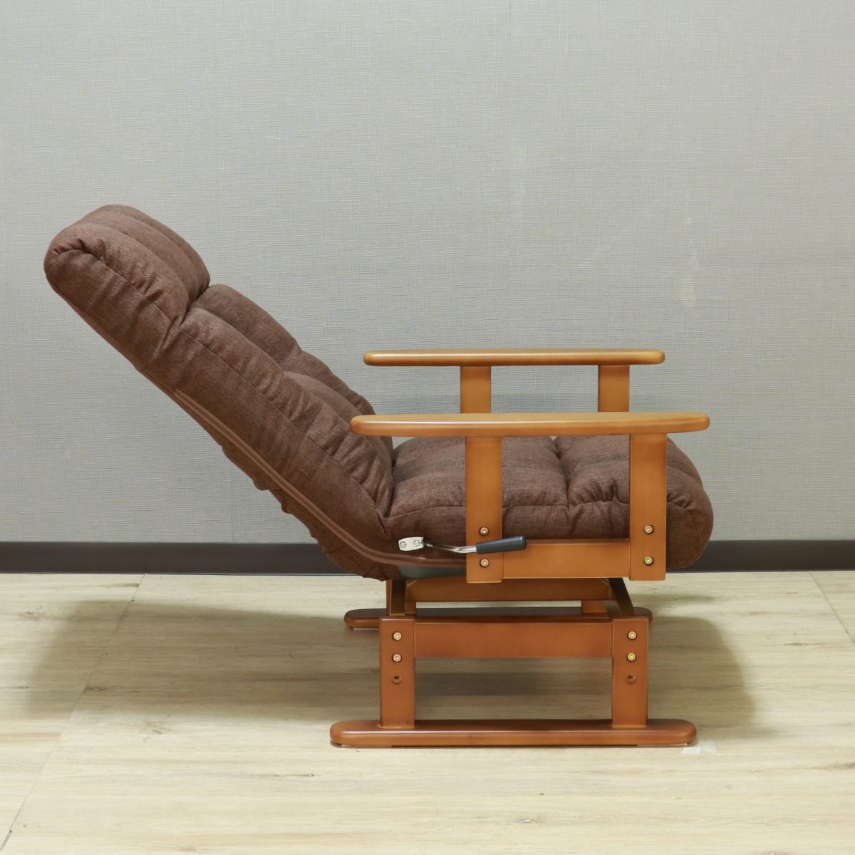 高座椅子 回転式 木肘 7段階リクライニング 座面高2段階式 （ 座いす