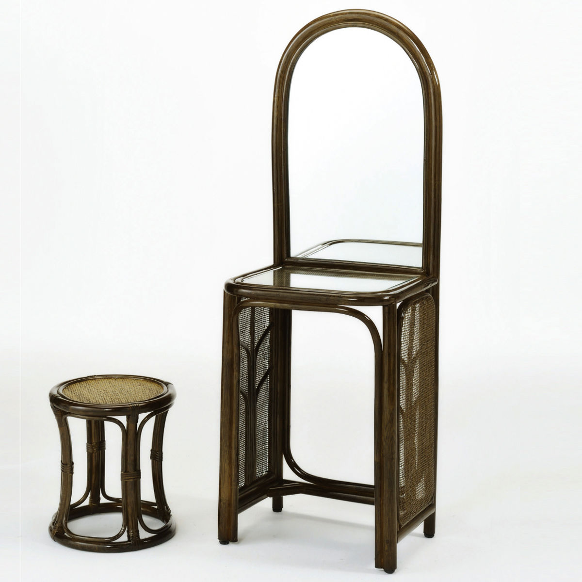 今枝商店 籐 ドレッサー 円型スツール付き 幅45cm （ ラタン スリム