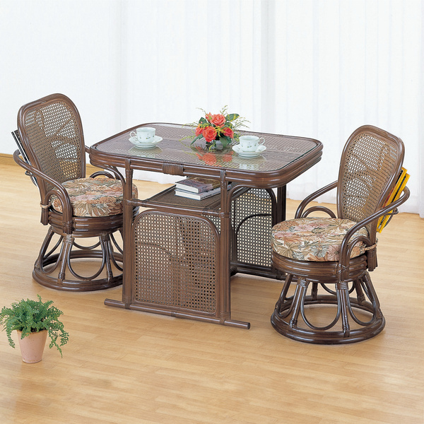 今枝商店 籐 ラウンドチェア・テーブル ダイニング 3点セット