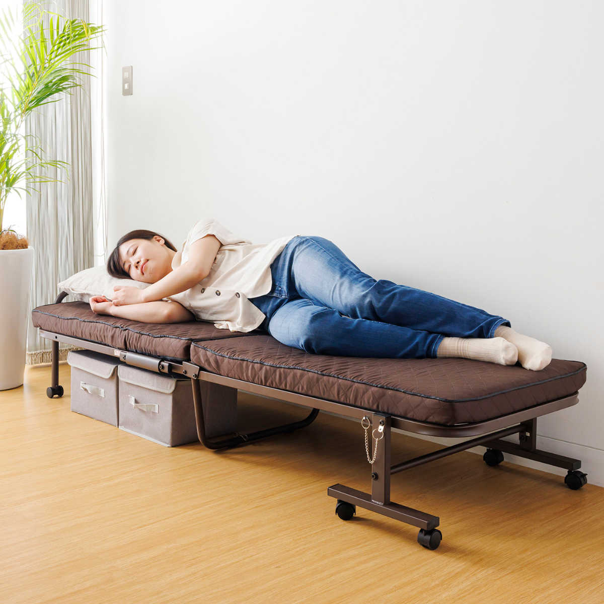 サン・ハーベスト 折りたたみベッド 幅65cm 14段階リクライニング