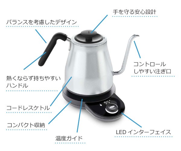 OXO オクソー ON 温度調整機能 タイマー付き 電気ドリップケトル 1.1L