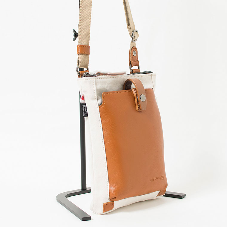 DOUBLES（ダブルス） 帆布 本革ショルダーバッグ イタリアンレザー