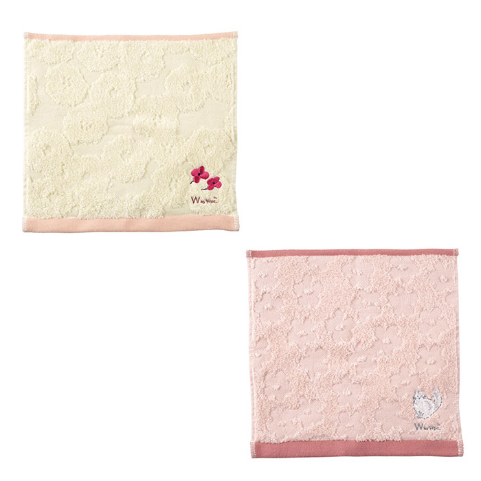 Wpc. W by Wpc. 刺繍ワンポイントタオルハンカチ 2枚セット タオル