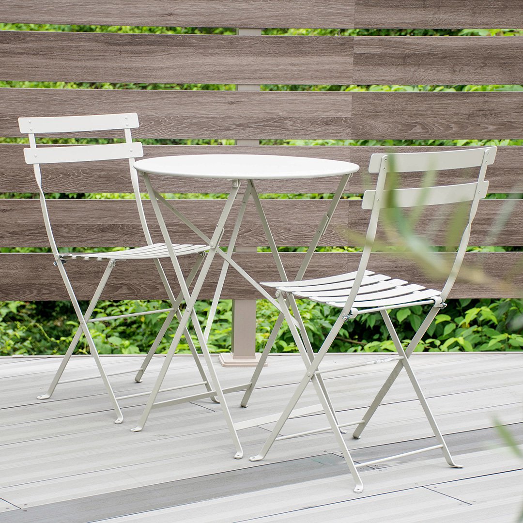 フランス生まれファニチャー ビストロ メタルチェア(2脚)&ラウンド