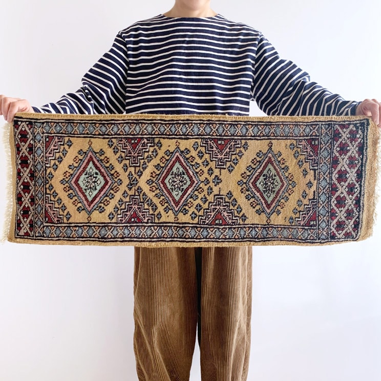 ヴィンテージ トライバル ラグ 87cm×30cm ブラウン : giftgiftgift