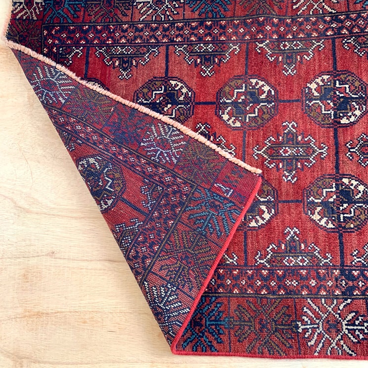 ヴィンテージ トライバル ラグ v0004 143cm×87cm レッド 赤