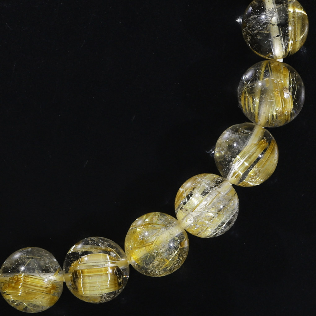 ゴールドルチルクォーツ ブレスレット 9.8mm 17.5cm メンズ M