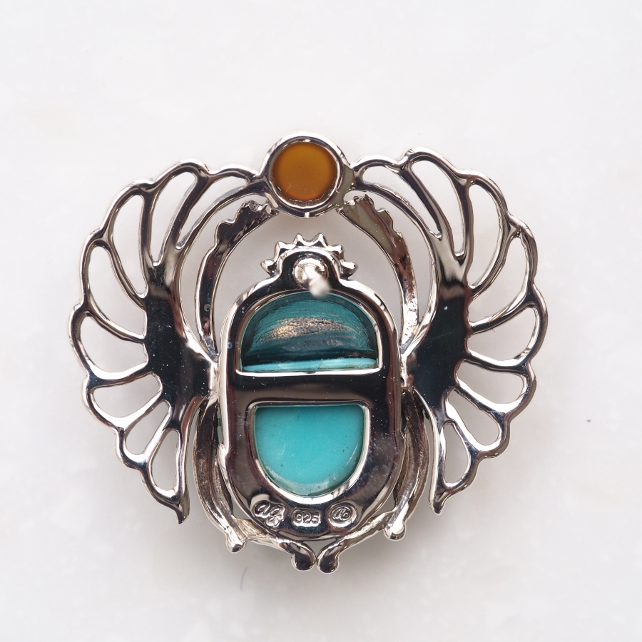 ROKUZAN ターコイズ スカラベ ピンブローチ ブローチ シルバー925 翡翠