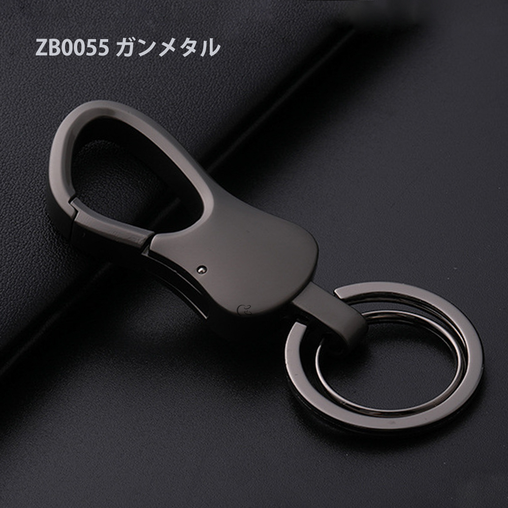JOBON公式 カラビナフックキーホルダー 亜鉛合金 シンプル ダブル