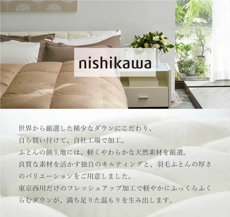 西川プレミアム [ポイント10倍] 羽毛掛けふとん シングルロング（SL