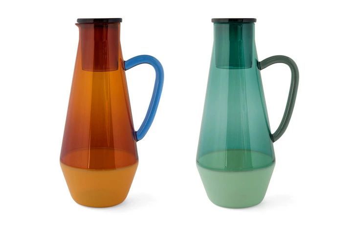 ガラス ピッチャー 耐熱ガラス ツートンガラスカラフェ グリーン