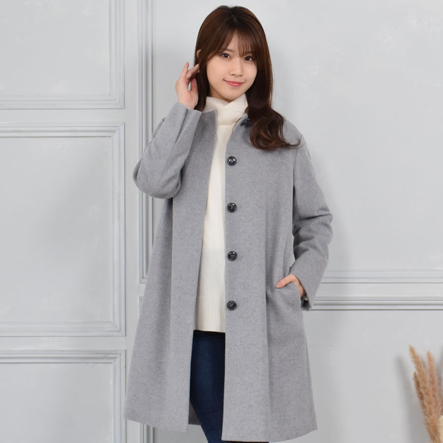 Merfirge 爆買 コート レディース ノーカラーコート カシミヤ ウール混