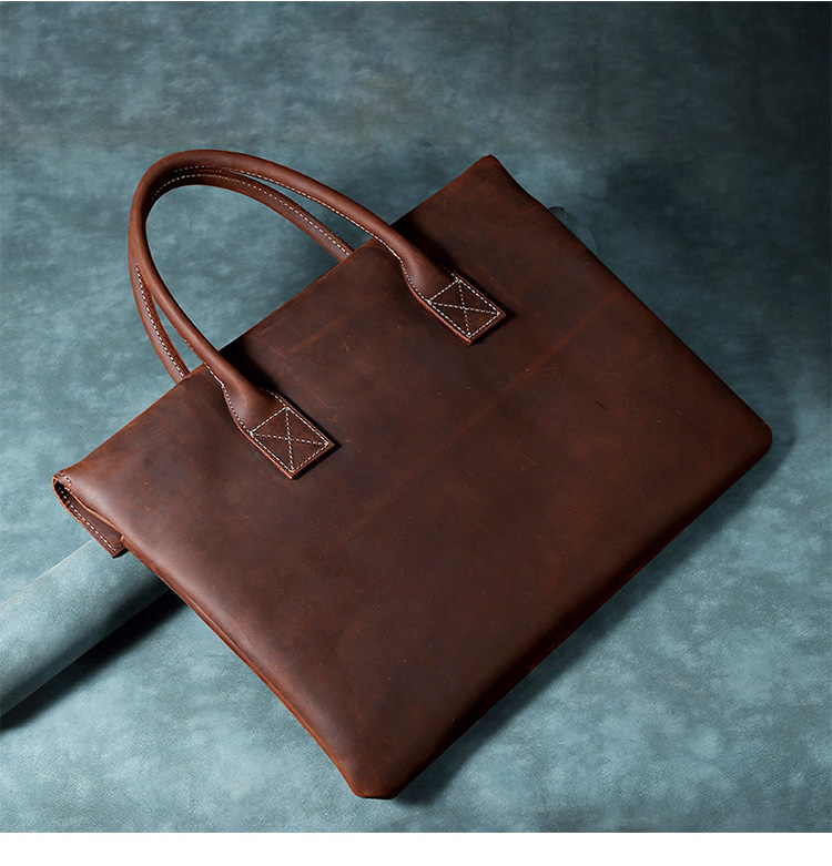 ブリーフケース 本革 メンズ ビジネスバッグ ダークブラウン 厚手