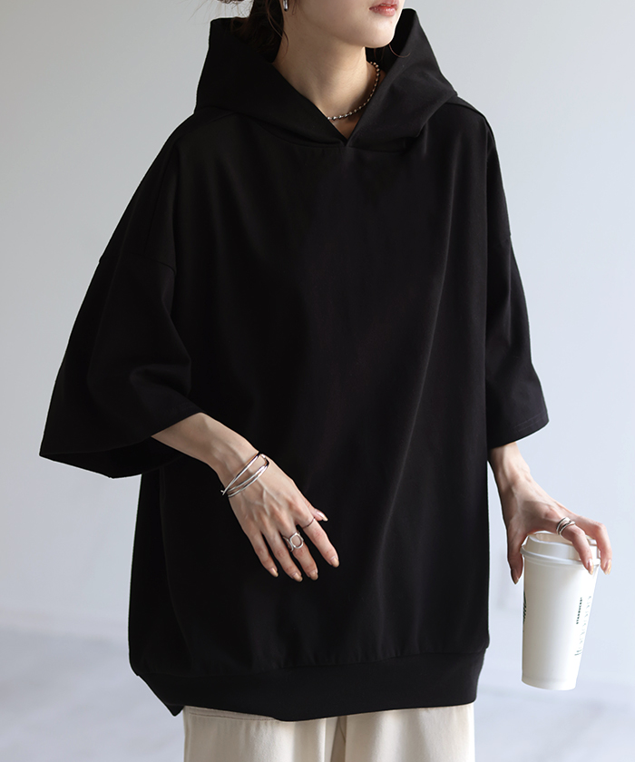 HUG.U（ハグユー） Tシャツ フード 体型カバー パーカー トップス