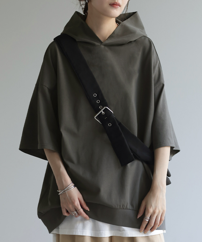 HUG.U（ハグユー） Tシャツ フード 体型カバー パーカー トップス