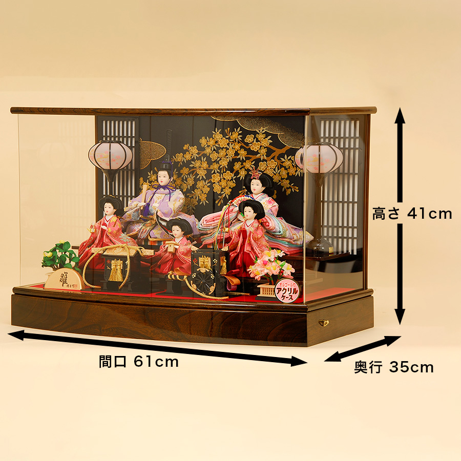 雛人形 ひな人形 K103 コンパクト オルゴール付き 三人官女付き 人形の