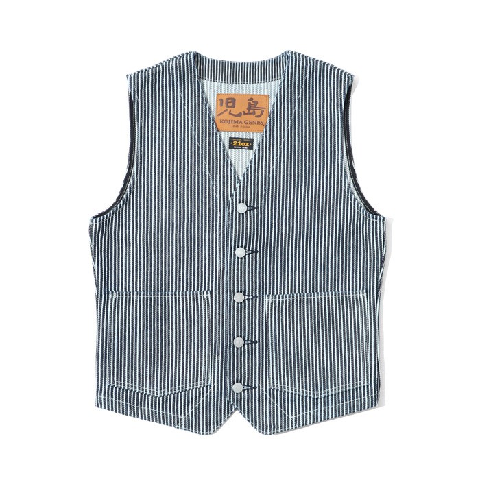 児島ジーンズ 公式通販 21oz デニム＆ヒッコリー ベスト メンズ