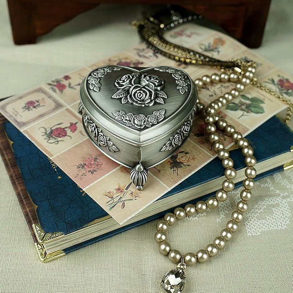 B1 ハート型 アンティーク ジュエリーボックス 宝石箱 アクセサリー