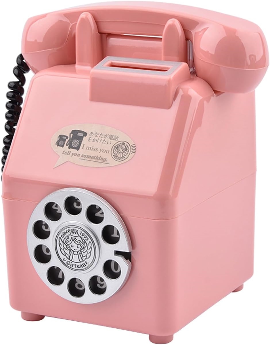貯金箱 公衆電話 500円玉 ダイヤル式 昭和レトロ インテリア雑貨( 令和