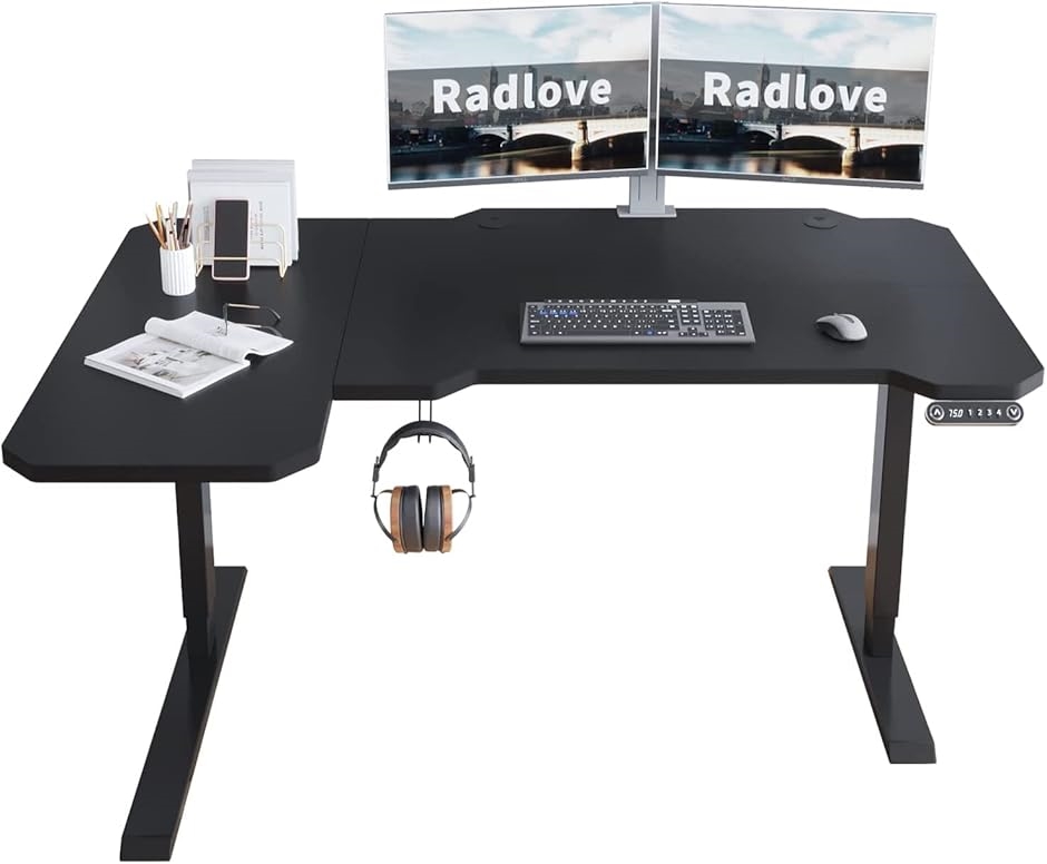 昇降デスク L字パソコンデスク 電動昇降式デスク 天板幅150CMx101CM