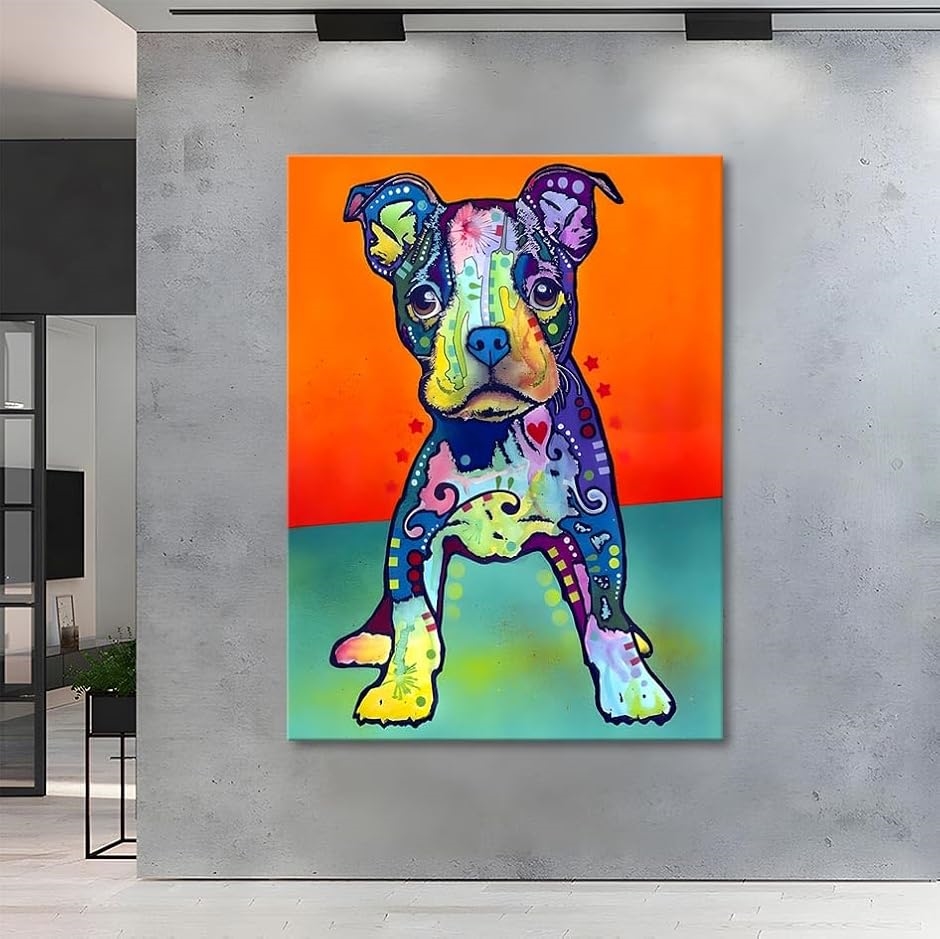 アートパネル ボストンテリア 犬 動物 W30cm H40cm アートフレーム