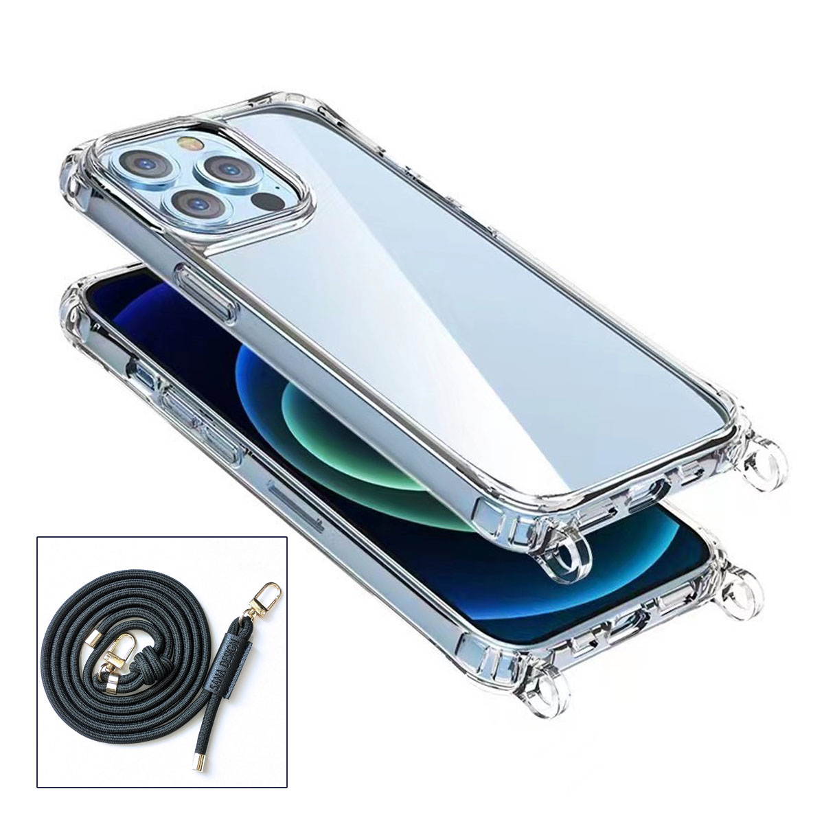 iPhone iPhone15 ProMax クリア ケース ショルダーベルト付き