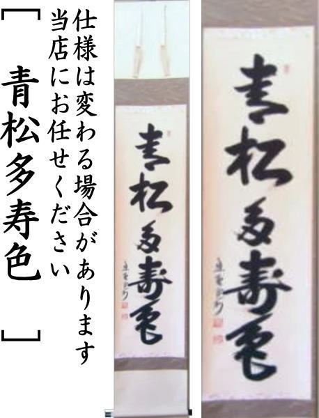 茶道具 掛軸 掛け軸 一行 青松多寿色又は一期一会又は松樹千年翠